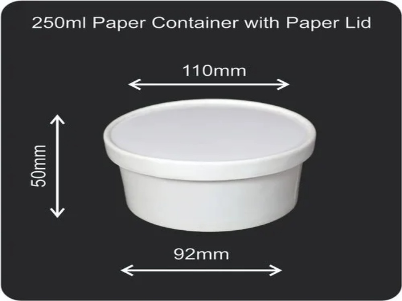 250ml White Paper Tub With Paper Lid eco-friendly food packaging wholesale Goa - EcoZen Packaging